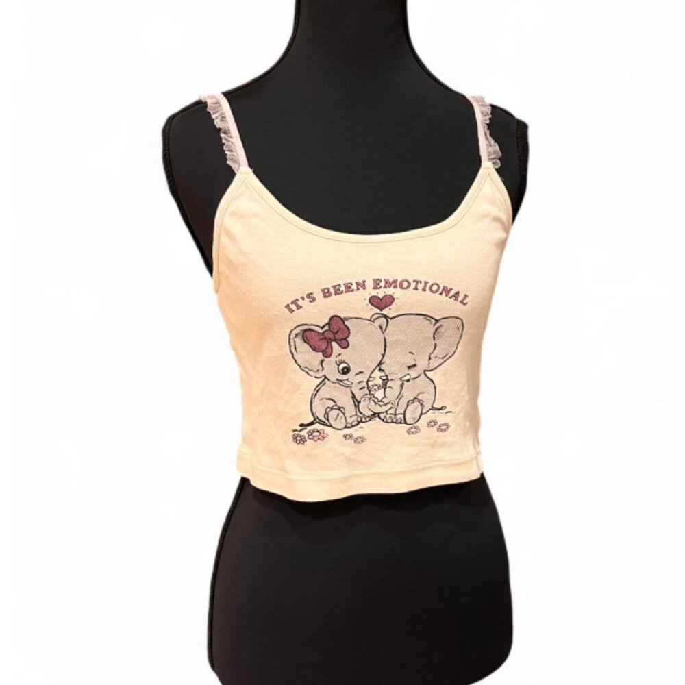 New Girl Order Cropped Cream Graphic Tank Size 12